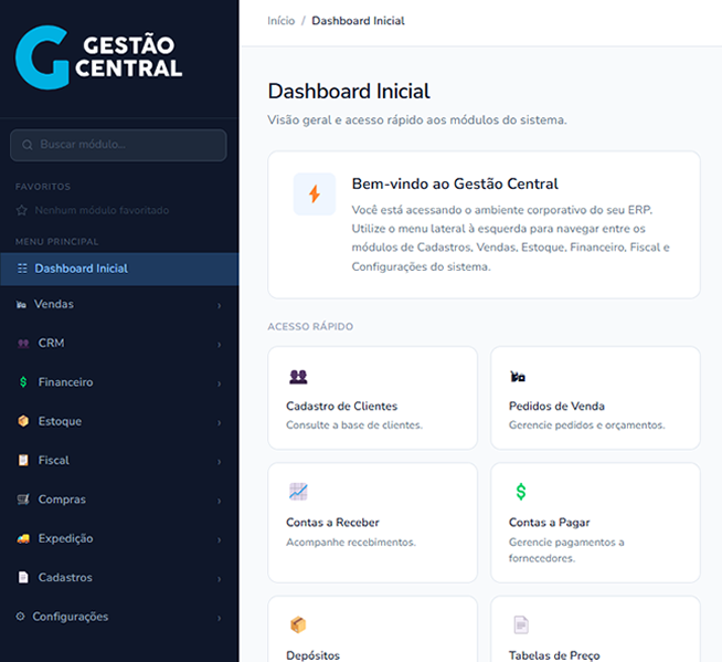 Dashboard Gestão Central